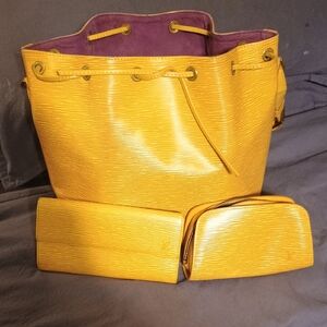 Louis VuittonYellow Designer Tote and Accessories Set